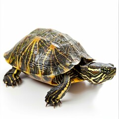Naklejka premium Turtle walking on white background in studio setting