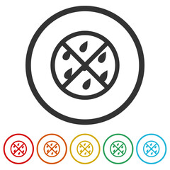 Obraz premium No or Stop. Water drop icon. Set icons in color circle buttons