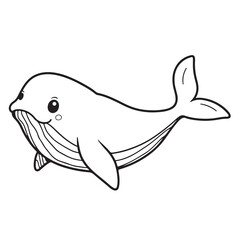 Whale  line art vector on white background