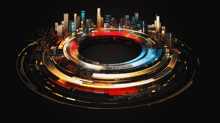 Abstract black background with Colorful charts and graphs with statistics to innovative analyze business potential and forecast future development of companies growth.