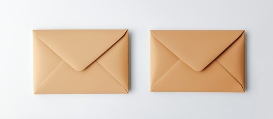 Flat-lay of two tan envelopes, both front and rear visible on a clean white backdrop.