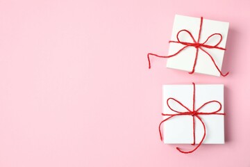 Gift boxes on color background