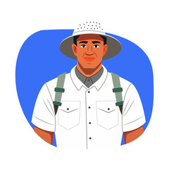 A flat illustration of a safari guide 

