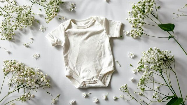 baby white clothes top view. selective focus