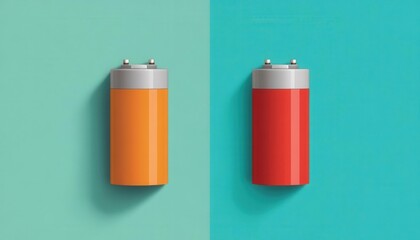 Illustration comparing traditional vs lithium batteries, bold colors and infographics for educational appeal