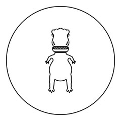 Evil dinosaur icon in circle round black color vector illustration image outline contour line thin style