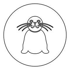 Seal icon in circle round black color vector illustration image outline contour line thin style