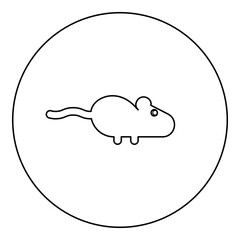 Mouse silhouette rodent icon in circle round black color vector illustration image outline contour line thin style