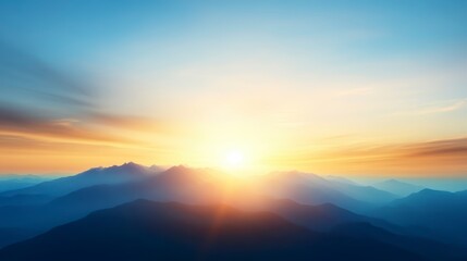 Obraz premium Majestic Sunrise Over Mountain Ranges Serene Landscape Photography