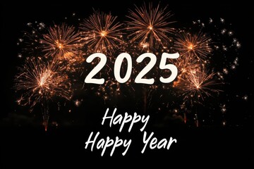 A fireworks display with the number 2025 on it