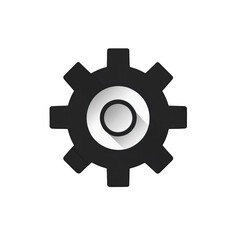Black and White Gear Icon with Circular Center Symbolizing Mechanical Precision and Engineering Efficiency for Design and Technology Projects