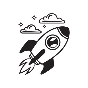 Naklejki cartoon rocket in space