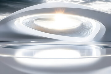 Obraz premium Abstract futuristic architecture background, Minimal technology white backdrop