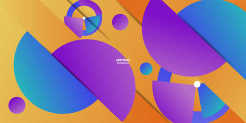 Paper cut gradient geometric shapes background with colorful circle shapes. Creative banner design. Vector Eps 10