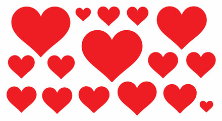 Red Heart Icons Set Vector - High-Quality Love and Heart Graphics

