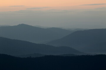 Sunrise  over the mountain  at Doi Samer Dao - Si Nan National Park,  in Nan province northern of Thailand.