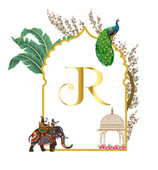 Pichhwai Theme Wedding Monogram 