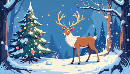 deer in winter forest