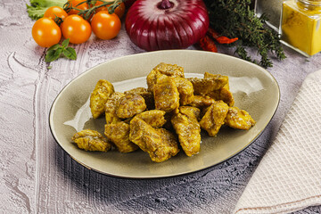 Indian cuisine curry chicken fillet