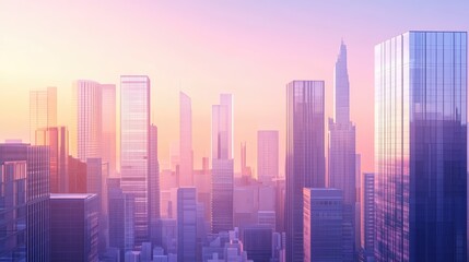 Fototapeta premium Urban ascent. Modern business hub. Glass towers and corporate power. City skyline. Architectural marvels. Building dreams. Rise of modern finance