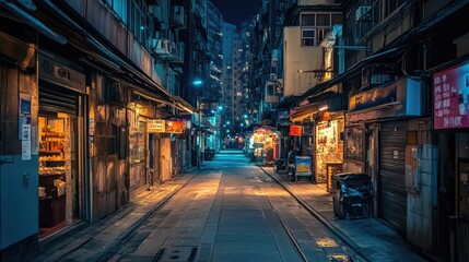 Urban narrow city old street architecture night building travel road