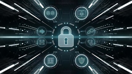 Digital Security Concept with Padlock Background Representing Cybersecurity and Data Protection