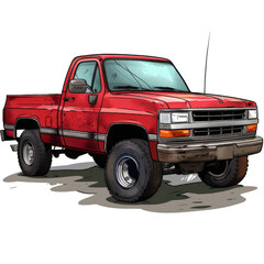 Red Pickup Truck Illustration.