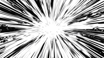 Obraz premium Vector comic book speed lines background. Starburst black and white explosion in manga or pop art style.