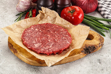 Raw beef burger cutlet minced meat