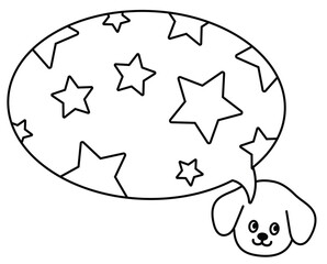 Outline of puppy with blank space to insert text for kid colouring book, art, painting, name tag, cartoon, character, comic, message, dialogue, sticker, pet shop, animal, dog lover, foster home, print