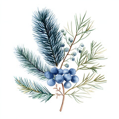 Watercolor winter botanical illustration	