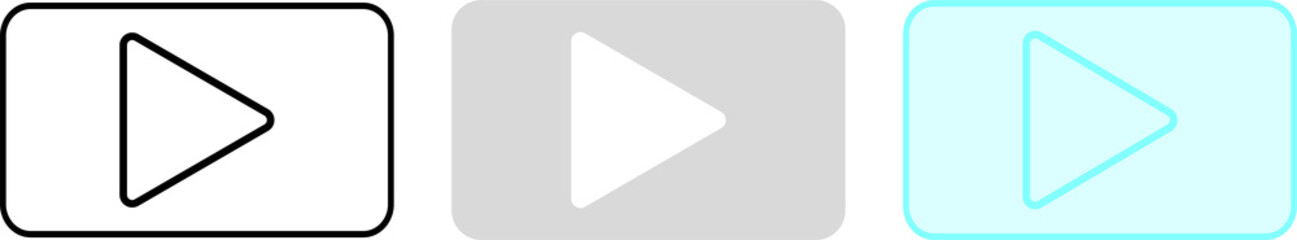 Play button icon, media play symbols Transparent background