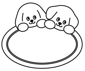 Outlines of text bubble with puppy png for kid colouring book, art, painting, name tag, cartoon, chatting, character, comic, text, message, dialogue, sticker, pet shop, vet, animal, dog lover, foster	