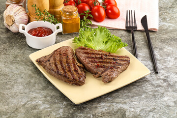 Delicus grilled beef steak with sauce