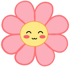 Illustration of pink flowers smiling happily