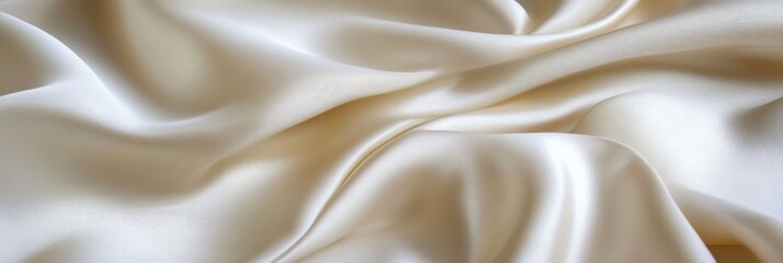 Luxe Satin Surface: Elegant White Silk Fabric Close-Up Showcasing Softness and Shine