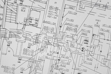 Architectural background. Part of architectural project, architectural plan of a office
