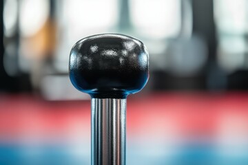 Close-up of a barbell in the gym. Weightlifting. A sports concept. The barbell is covered with water droplets. Beautiful simple AI generated image