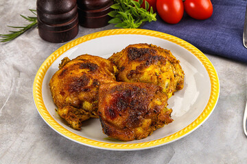 Roasted chicken thighs  with spices
