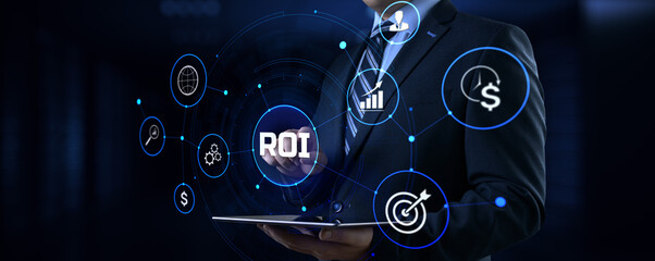 ROI Return on investment financial technology trading business and finance concept.