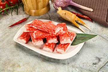 Red crab meat stick surimi