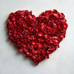 heart of red rose on white background