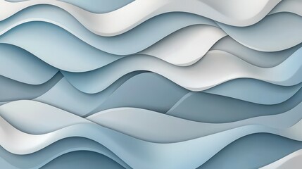 Obraz premium A minimalist background featuring smooth, curved waves in shades of blue and silver, creating a fluid and calming pattern. The subtle gradients and soft shadows add a sense of three-dimensionality, 