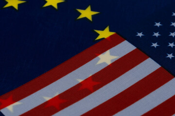 Flag United States America and European Union background.