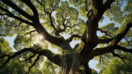 Fototapeta premium Majestic Oak Tree Reaching for the Sky