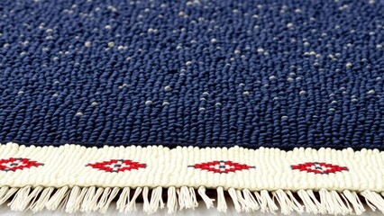 Enhance Your Space with This Elegant Navy Blue Woven Rug Featuring a Red and White Border Pattern, Perfect for Living Rooms or Bedrooms