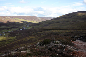 Naklejka premium Hiking trail to Mount Keen from Glen Tanar - Aberdeenshire - Scotland - UK