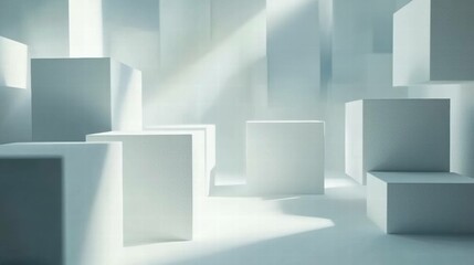 Random White Cubes Shifting with Depth Effect