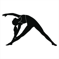 Women practicing yoga silhouette vector illustration. EPS10