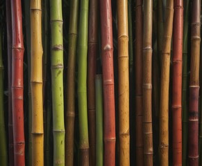 Fototapeta premium Dramatic and contrasting abstract background with cut bamboo trunks in bold cuts, cutting, dramatic, art
